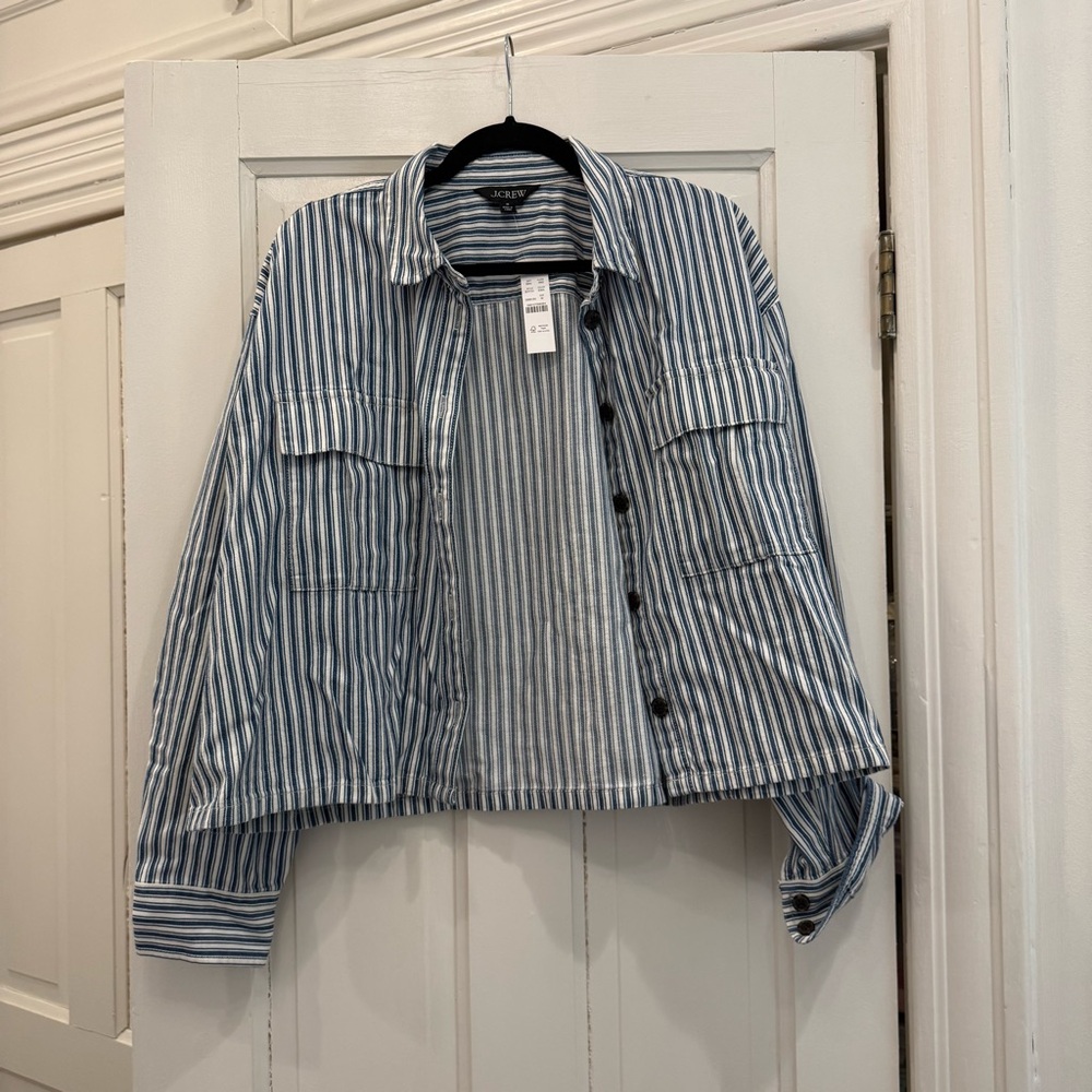 Striped JCrew Shirt Jacket